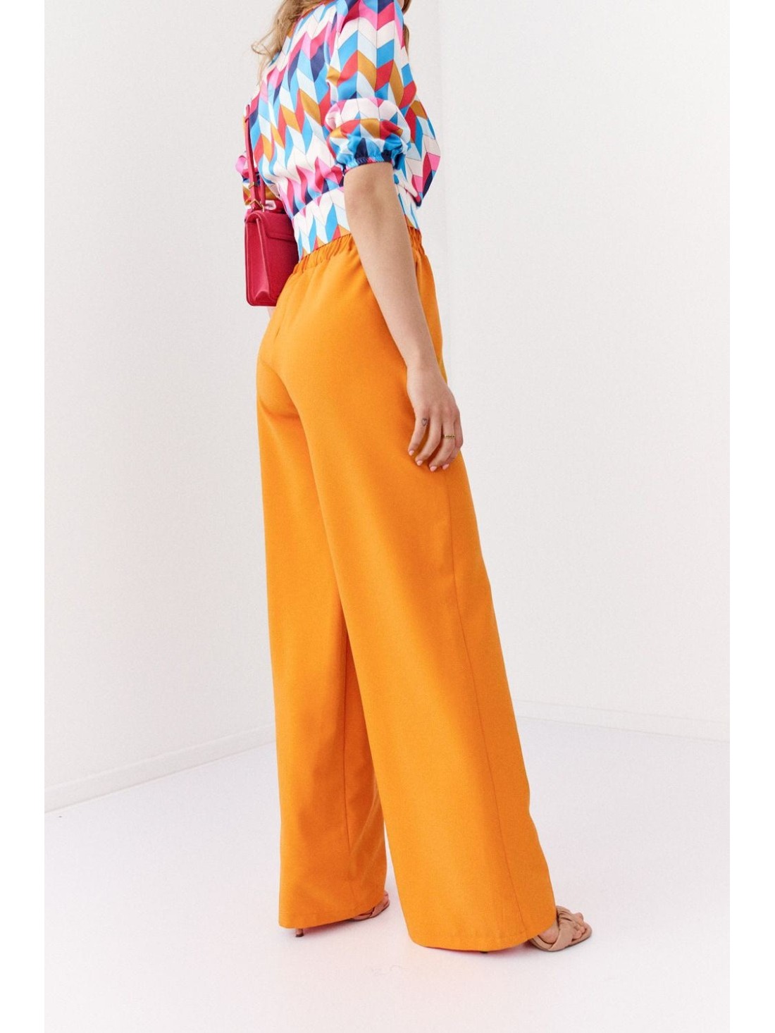 Wide trousers with elasticated pockets, orange 05036 - Online store - Boutique